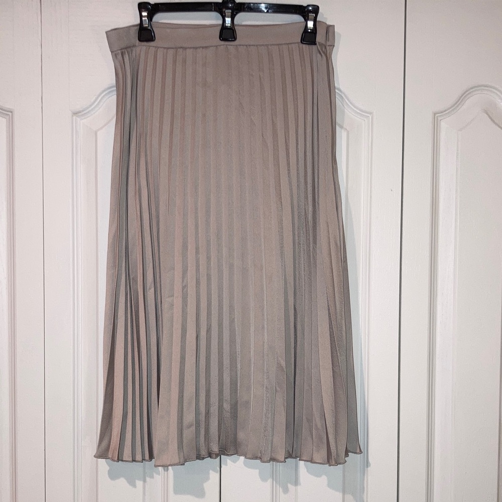 The Limited Taupe A-Line Pleated Skirt